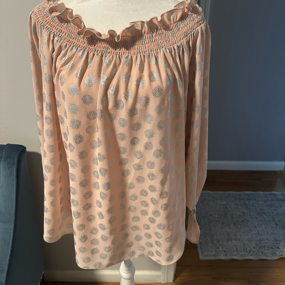 Michael Kors Blush Pink and Silver Blouse